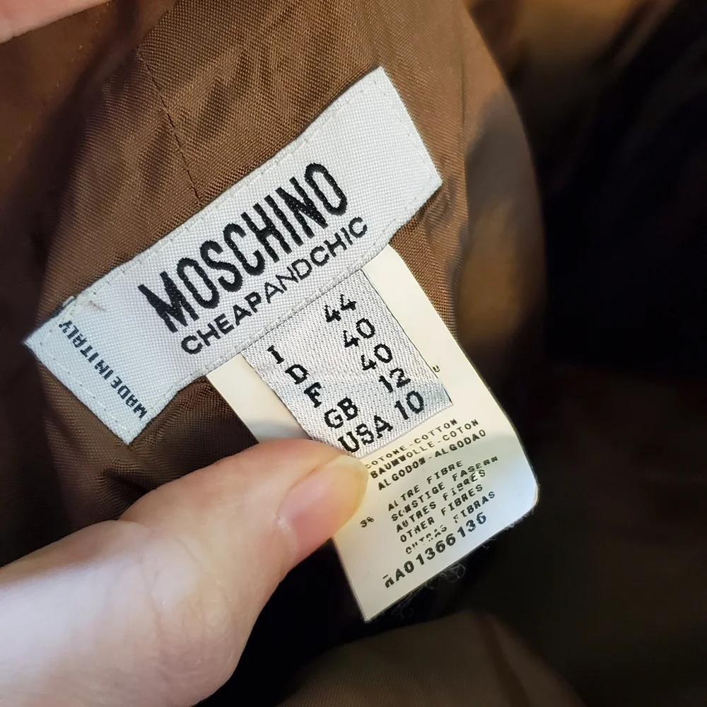 ❤️‍ Vintage Moschino Cheap Chic Brown Cotton Skirt 90s Designer Made in Italy